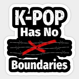 K-POP has No Boundaries - barbed wire with red X Sticker